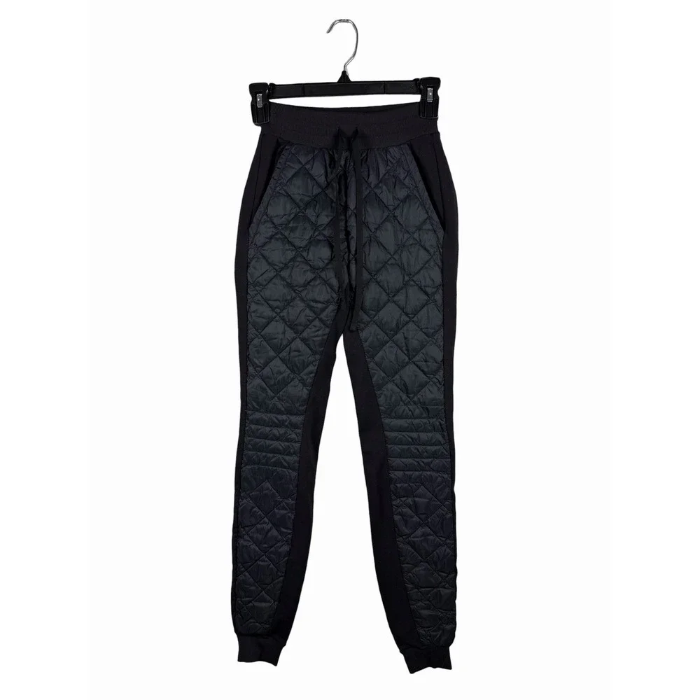ALO Yoga Airbrush Winter Warm‎ High-Waist Moto Puffer Pant Jogger Black XXS